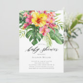 Invitation Baby shower de l'Hibiscus tropical (Debout devant)
