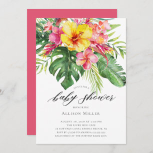 Invitation Baby shower de l'Hibiscus tropical