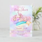 Invitation baby shower de licorne arc-en-ciel magi (Debout devant)