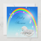 Invitation Baby shower de licorne, d'arc-en-ciel et de bulles (Dos)