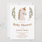 Invitation Baby shower de licorne de Boho rustique minimal (Devant)