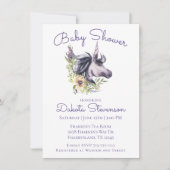 Invitation Baby shower de licorne magique | Aquarelle moderne (Devant)