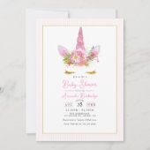 Invitation Baby shower de licorne rose magique (Devant)