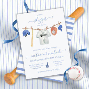 Invitation Baby shower de ligne de baseball en petite lâche