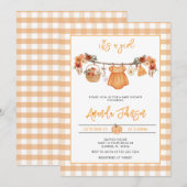 Invitation Baby shower de ligne de Citrouille Rustique Automn (Devant / Derrière)