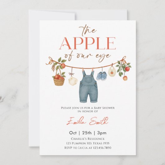 Invitation Baby shower de ligne de vêtements Apple d'automne (Devant)