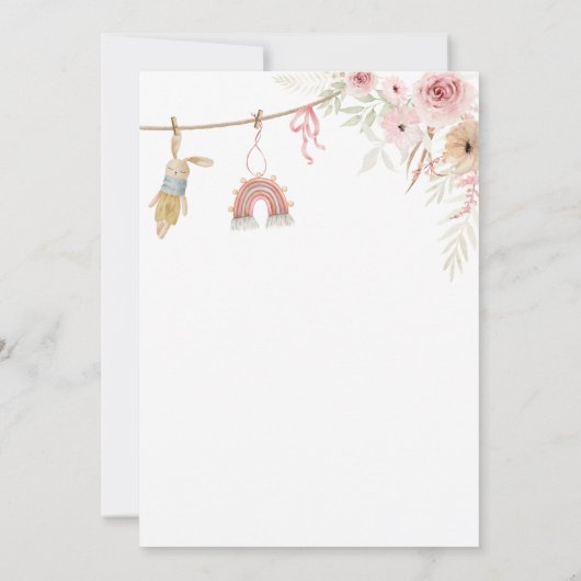 Invitation Baby shower de ligne de vêtements Boho rose (Dos)