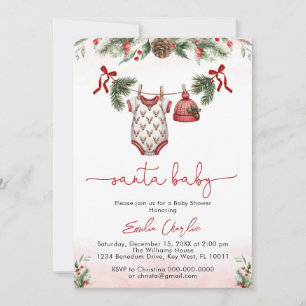 Invitation baby shower de ligne de vêtements de Noël de père