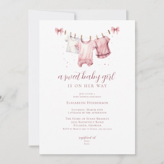 Invitation Baby shower de ligne de vêtements pour bébé (Devant)
