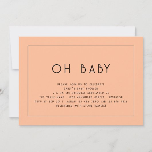 Invitation Baby shower de ligne simple à la frontière (Devant)