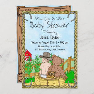 Invitation Baby shower de Lil' Cowboy et Teddy Bear Boy