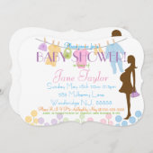Invitation Baby shower de linge de bébé et de silhouette (Devant / Derrière)