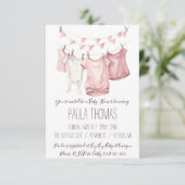Invitation Baby shower de linge de bébé pour fille (Debout devant)