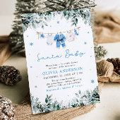 Invitation Baby shower de linge de maison de Noël Blue Père N