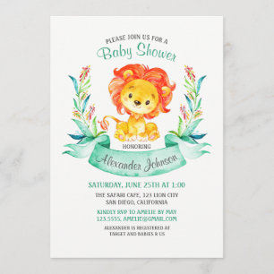 Invitation Baby shower de Lion aquarelle