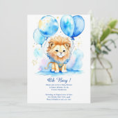 Invitation Baby shower de Lion aquarelle (Debout devant)