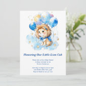 Invitation Baby shower de Lion aquarelle (Debout devant)