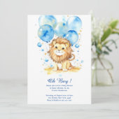 Invitation Baby shower de Lion aquarelle (Debout devant)