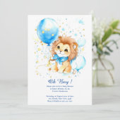 Invitation Baby shower de Lion aquarelle (Debout devant)
