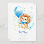 Invitation Baby shower de Lion aquarelle (Devant / Derrière)
