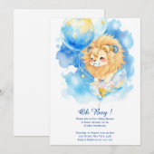 Invitation Baby shower de Lion aquarelle (Devant / Derrière)