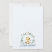 Invitation Baby shower de Lion bleu fleuri pour bébé (Dos)