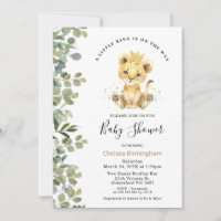 Baby shower de Lion de bébé en Foliag vert moderne