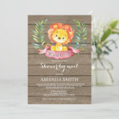 Invitation Baby shower de lion de fille rustique par invitati (Debout devant)