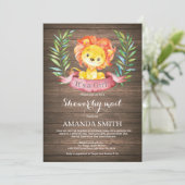 Invitation Baby shower de lion de fille rustique par invitati (Debout devant)
