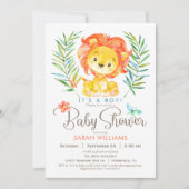 Invitation Baby shower de Lion Jungle, garçon ou fille (Devant)