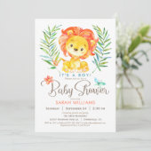 Invitation Baby shower de Lion Jungle, garçon ou fille (Debout devant)