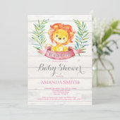 Invitation Baby shower de Lion Russe rose (Debout devant)