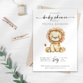 Invitation Baby shower de Lion Safari simple Watercolor