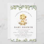 Invitation Baby shower de lion vert moderne Eucalyptus Foliag (Devant)
