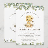 Invitation Baby shower de lion vert moderne Eucalyptus Foliag (Devant / Derrière)