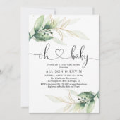 Invitation Baby shower de lit invitation, Végétation dorée mo (Devant)