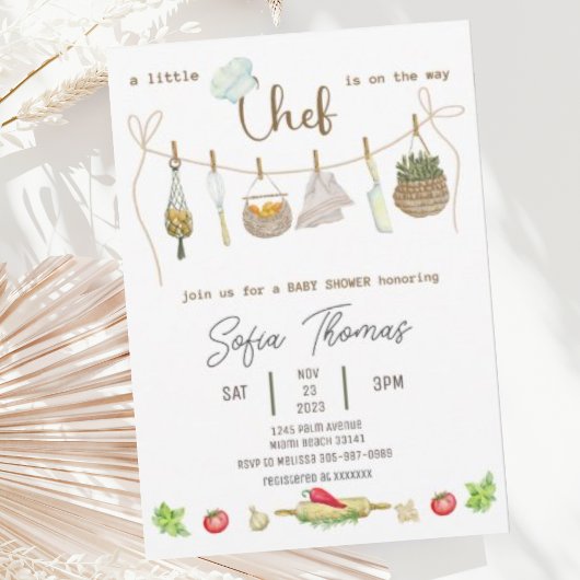 Invitation Baby shower de Little Chef neutre pour 