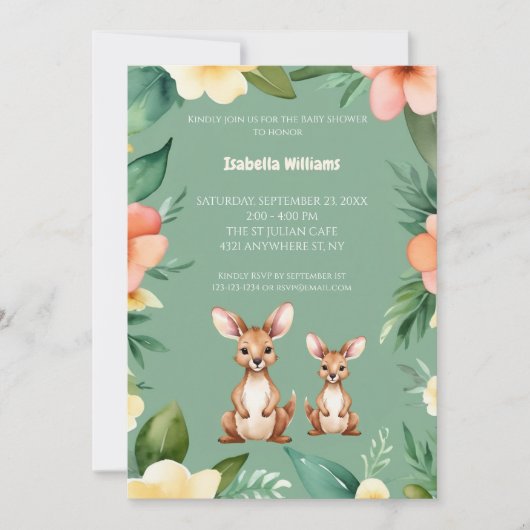 Invitation Baby shower de Little Kangaroos (Devant)