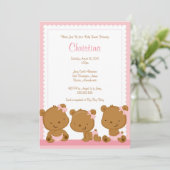 Invitation Baby shower de Little Pink Bears (Debout devant)