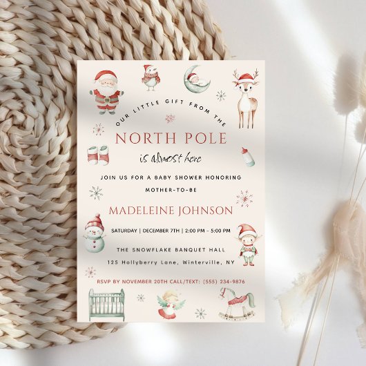 Invitation Baby shower de livraison d'Express de Noël du Pôle
