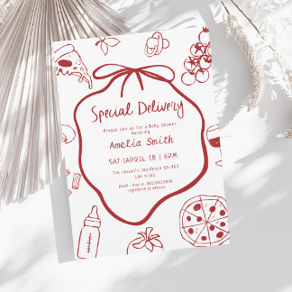 Invitation Baby shower de livraison spécial avec pizza italie