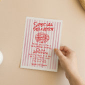 Invitation Baby shower de livraison spécial Pizza Rose Dawn