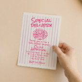 Invitation Baby shower de livraison spécial Pizza Rose Dawn