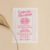 Invitation Baby shower de livraison spécial Pizza Rose Dawn