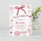 Invitation Baby shower de livraison spécial - Pizza Theme Par (Debout devant)