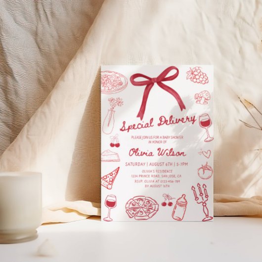 Invitation Baby shower de livraison spécial - Pizza Theme Par