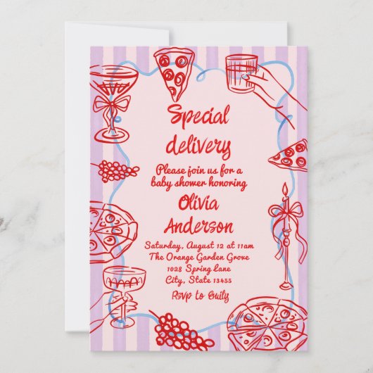 Invitation Baby shower de livraison spécial tiré à la main (Devant)