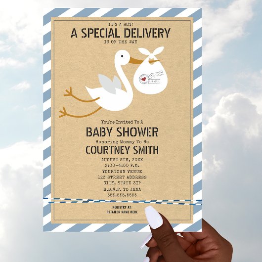 Invitation Baby shower de livraison spéciale Air Mail