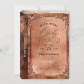 Invitation Baby shower de livre d'aquarelle en cuir rustique  (Devant)
