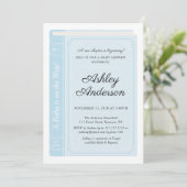 Invitation Baby shower de livre d'histoire bleu (Debout devant)